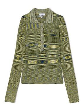 Ganni spacedyed knit polo top
